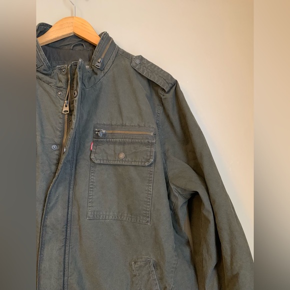 Levi's Military Field Jacket Men's Military Green Canvas Coat Quilt Lined XXL - Picture 4 of 10